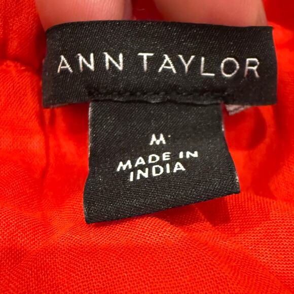 Ann Taylor Halter Flare Eyelet Maxi Dress Red Orange Medium Cotton Spring Summer - Picture 7 of 9